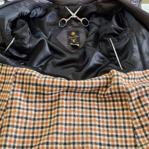 VTG Jeno De Paris Leather Coat Mens 40 Brown Mid Length LS Lined Buttons FLAW - Picture 14 of 16